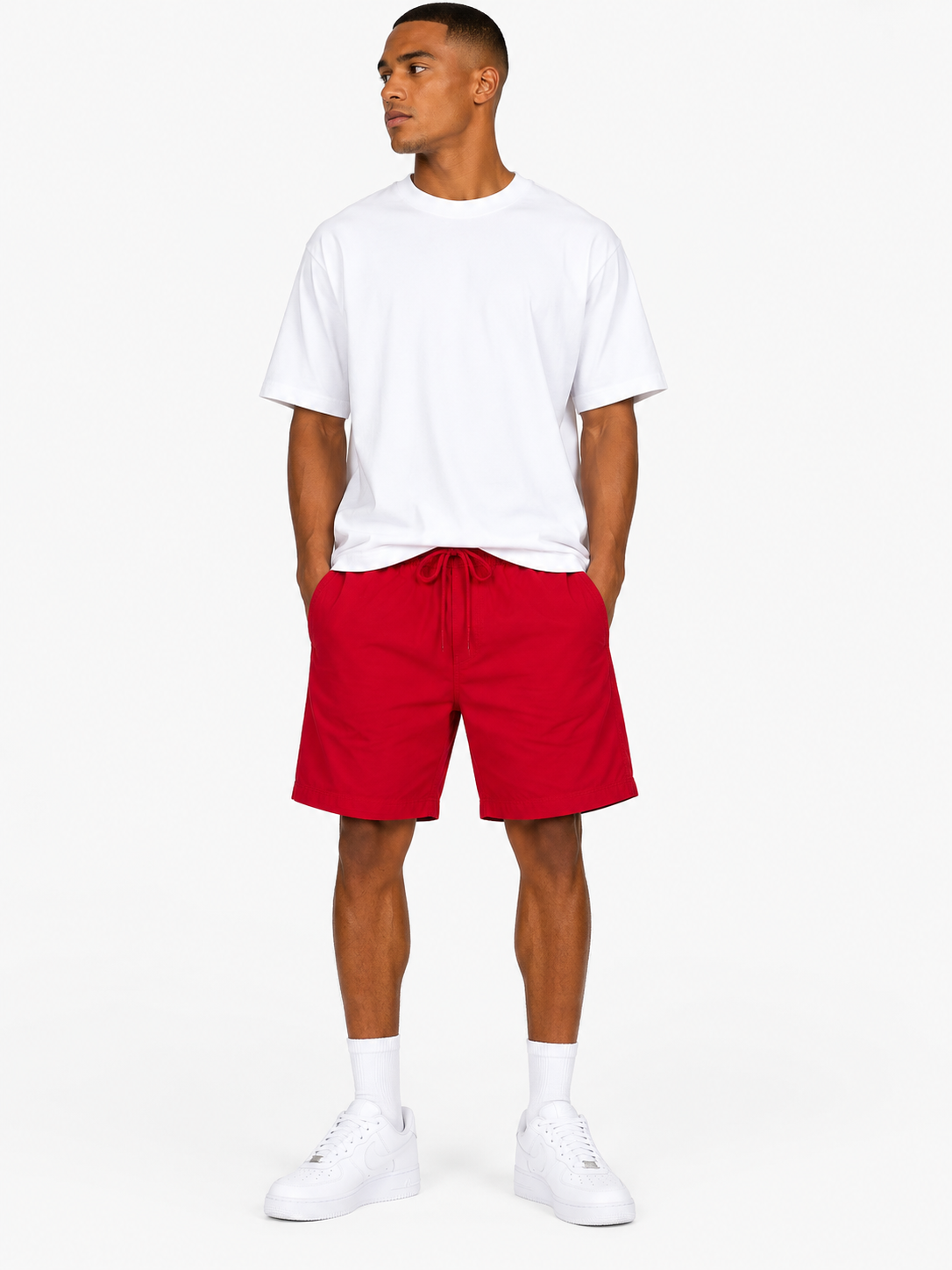 Royal Blue Men's Above Knee Shorts in Red