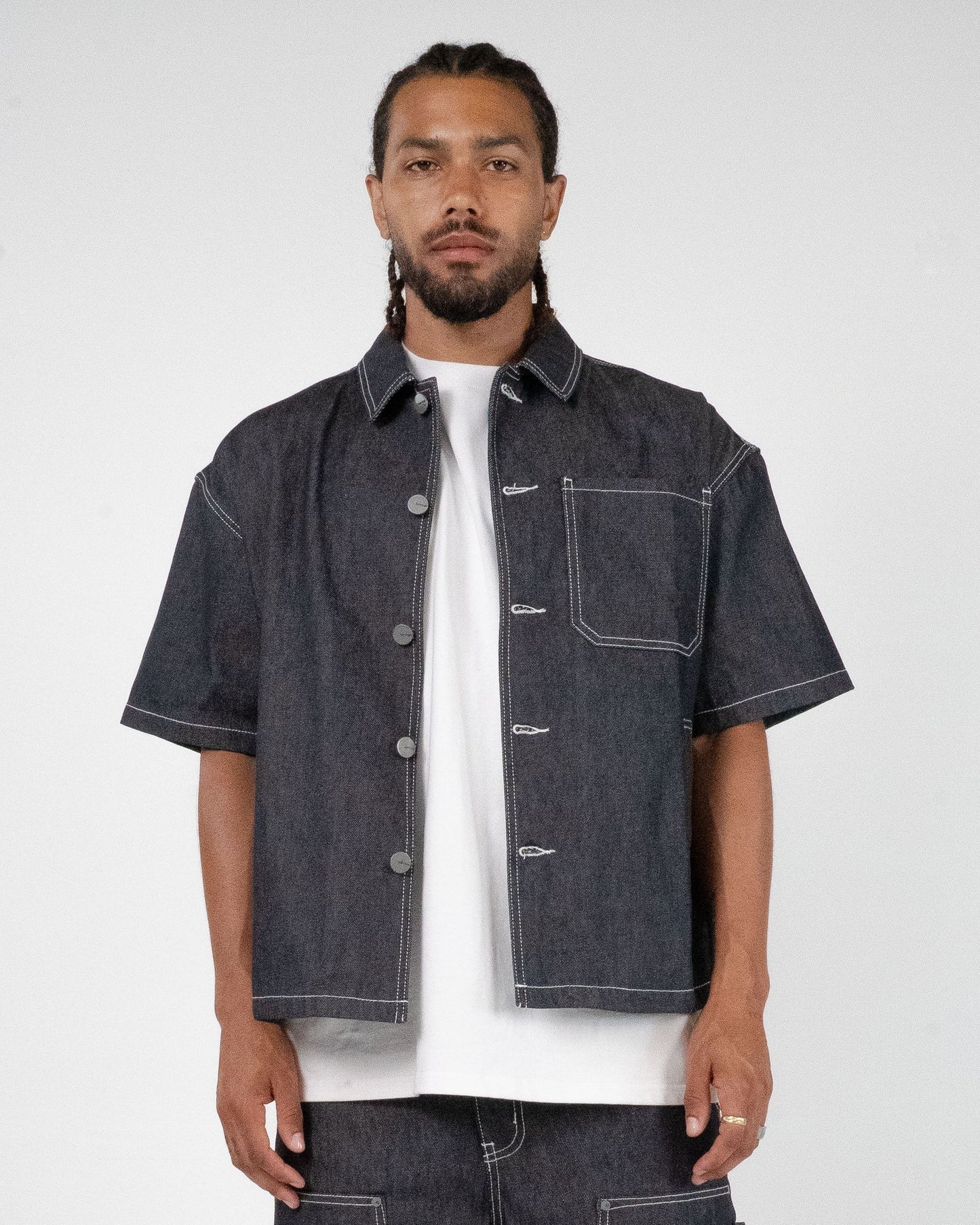 EPTM Men's Boxy Fit Pacific Denim Shirt- Raw Denim