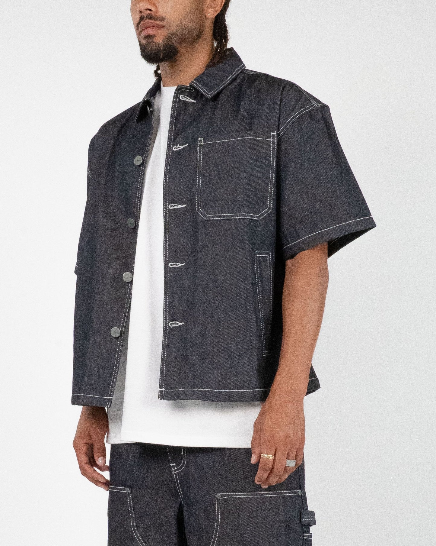 EPTM Men's Boxy Fit Pacific Denim Shirt- Raw Denim