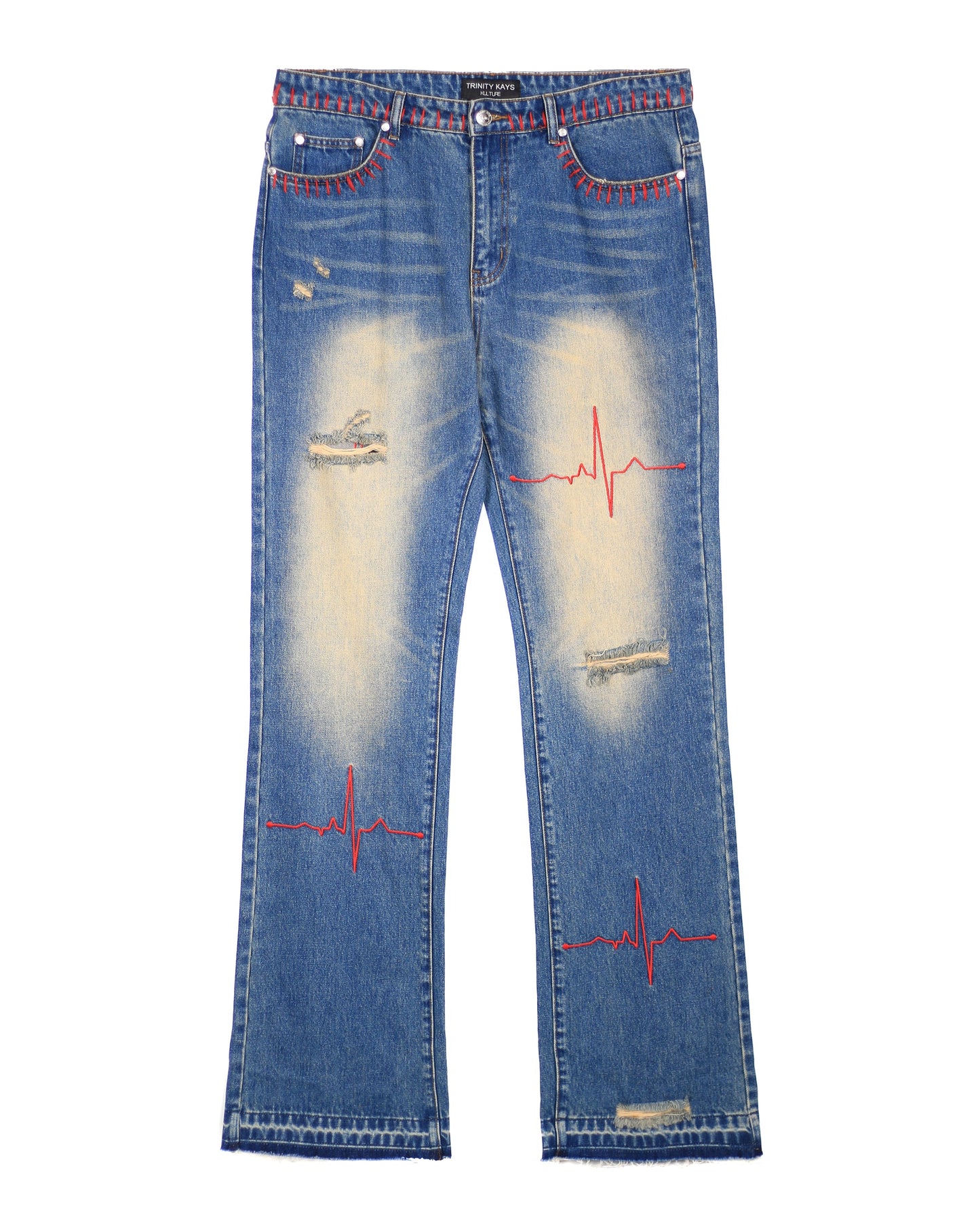 Trinity Kays Kulture Heartline Embroidered No Stretch Straight Leg Jeans For Men