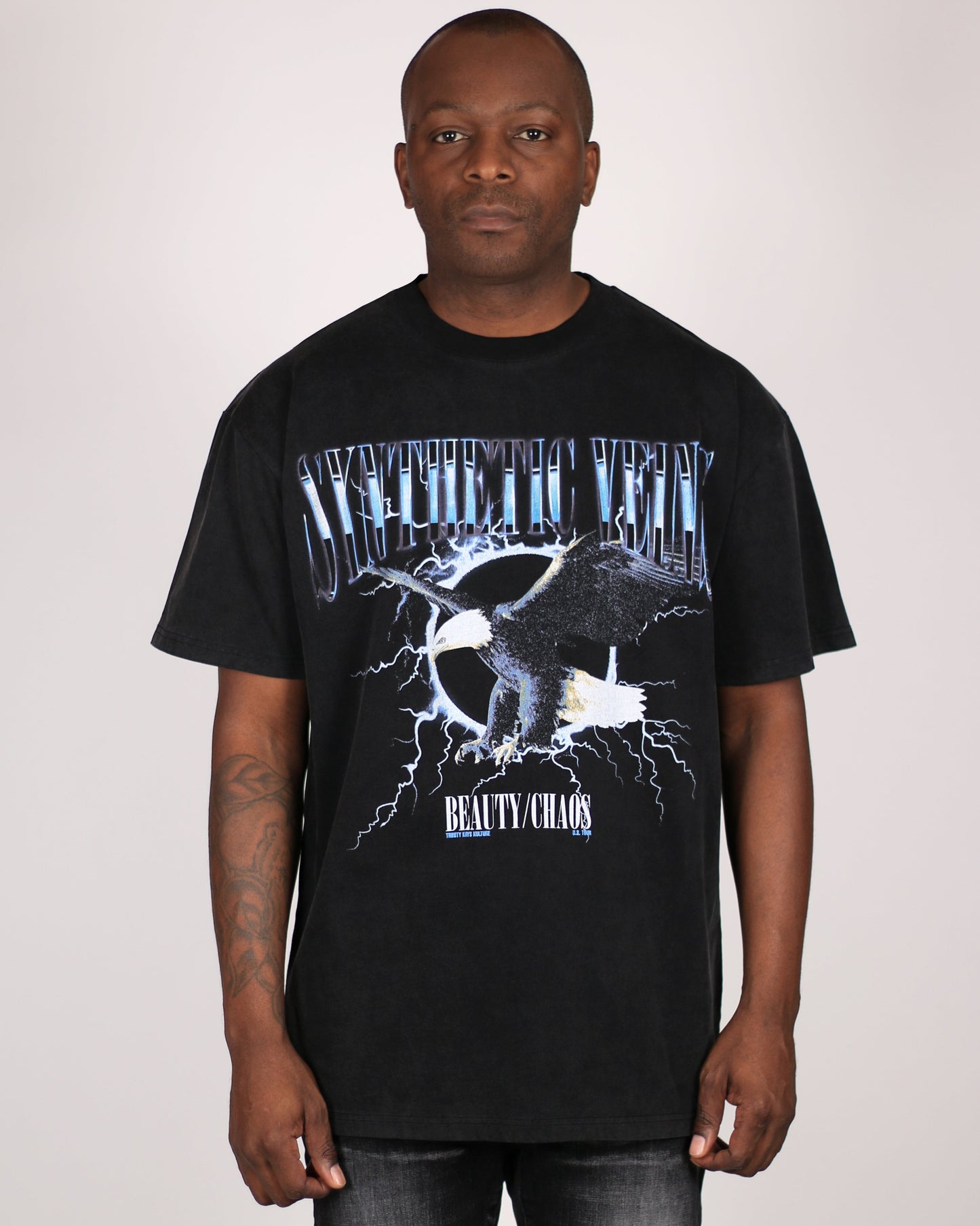 Trinity Kays Kulture Synthetic Veins Men's T Shirt, Washed Black