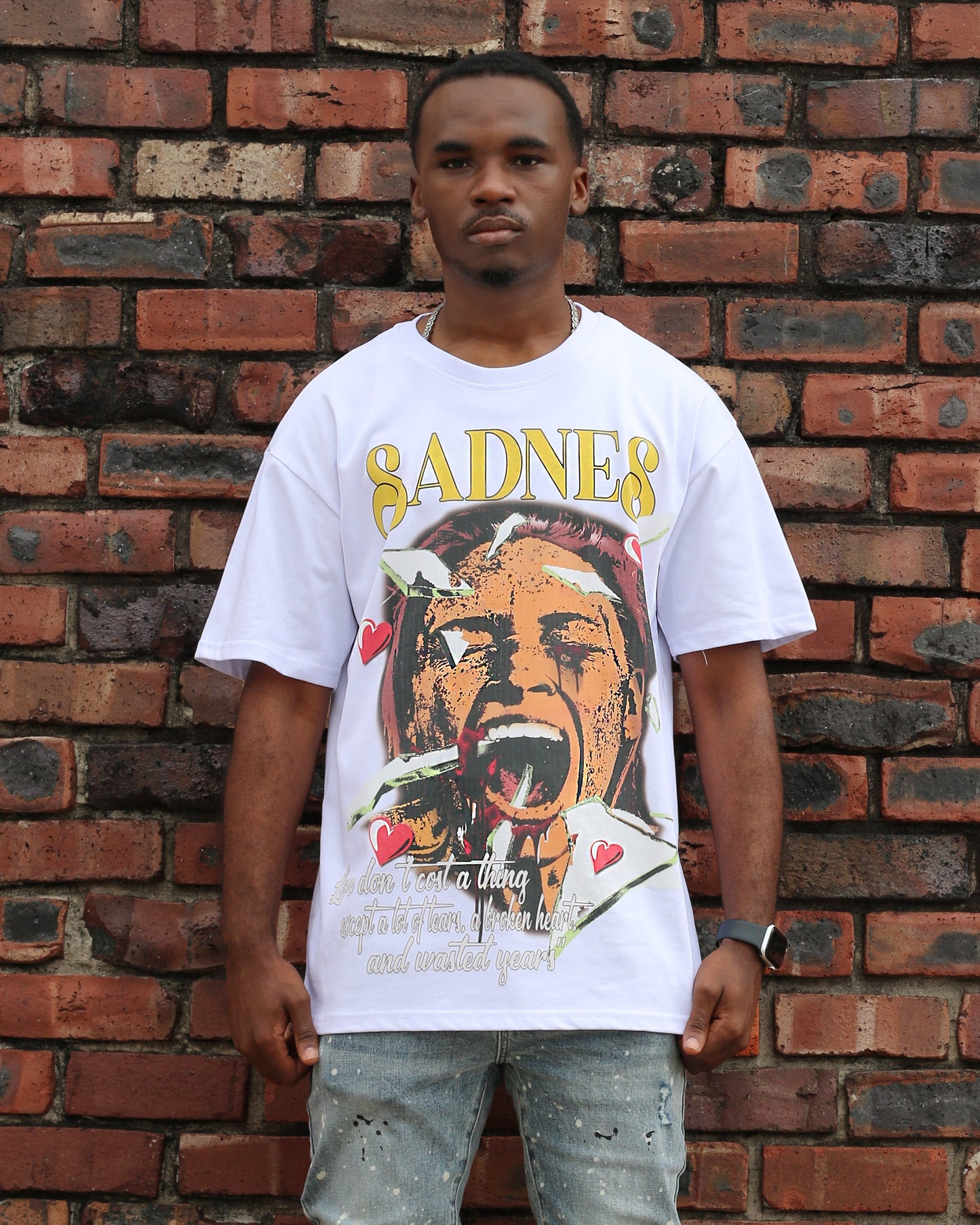 Trinity Kays Kulture Sadness Graphic T shirt in White