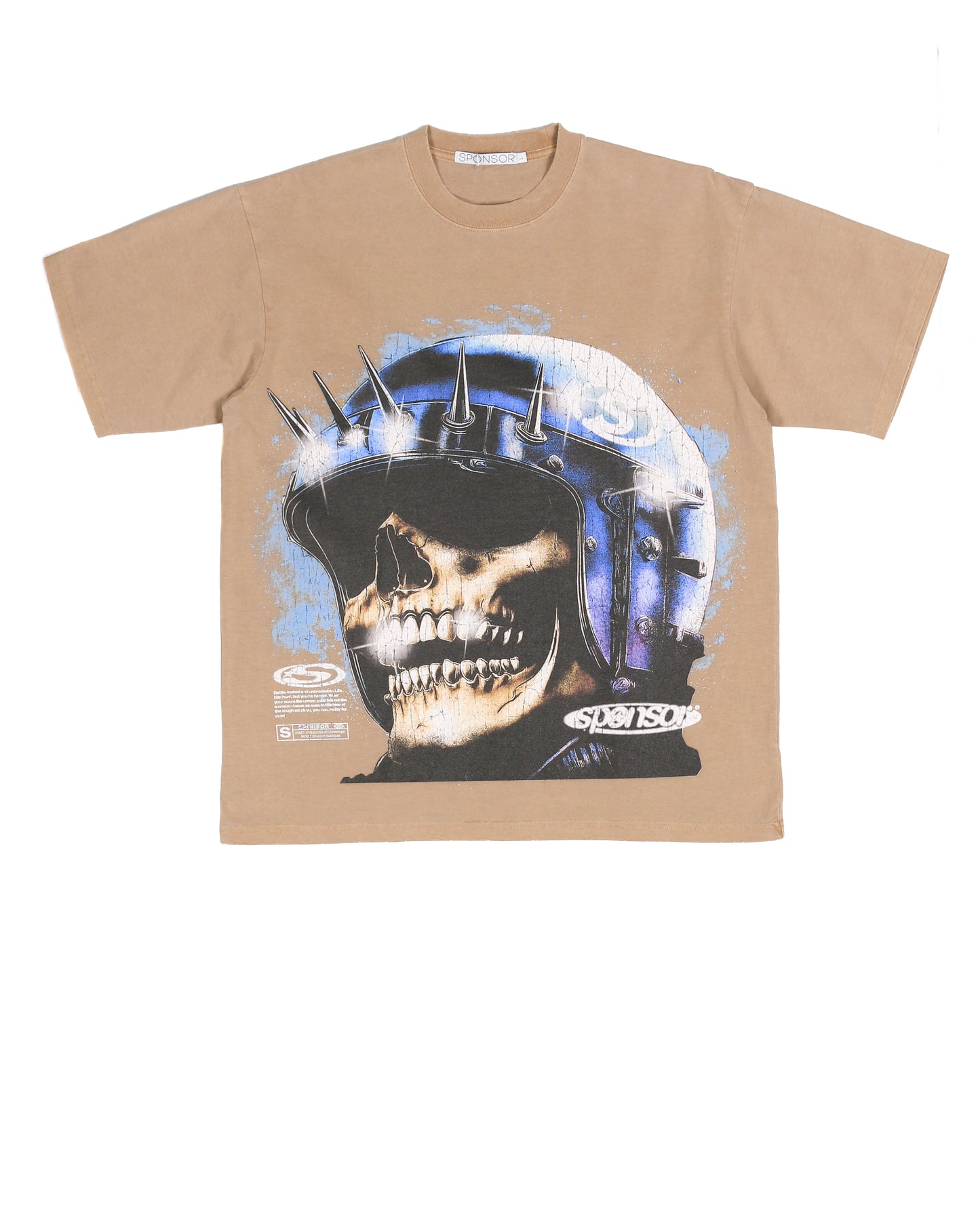 Sponsor Men's Skull Helmet Heavy Weight Washed Tee