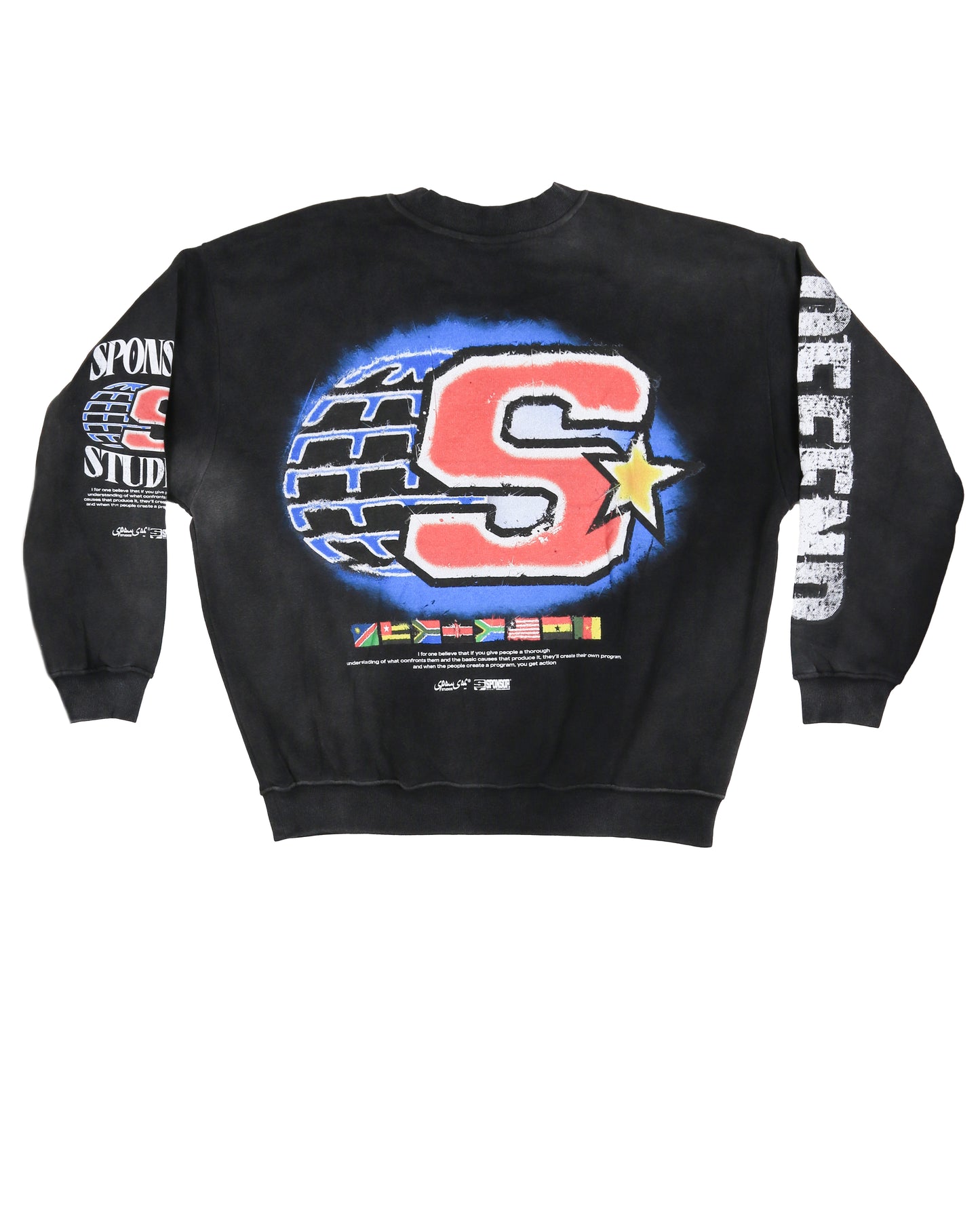 Sponsor Men's Defend Us Crewneck Sweatshirt-Faded Black