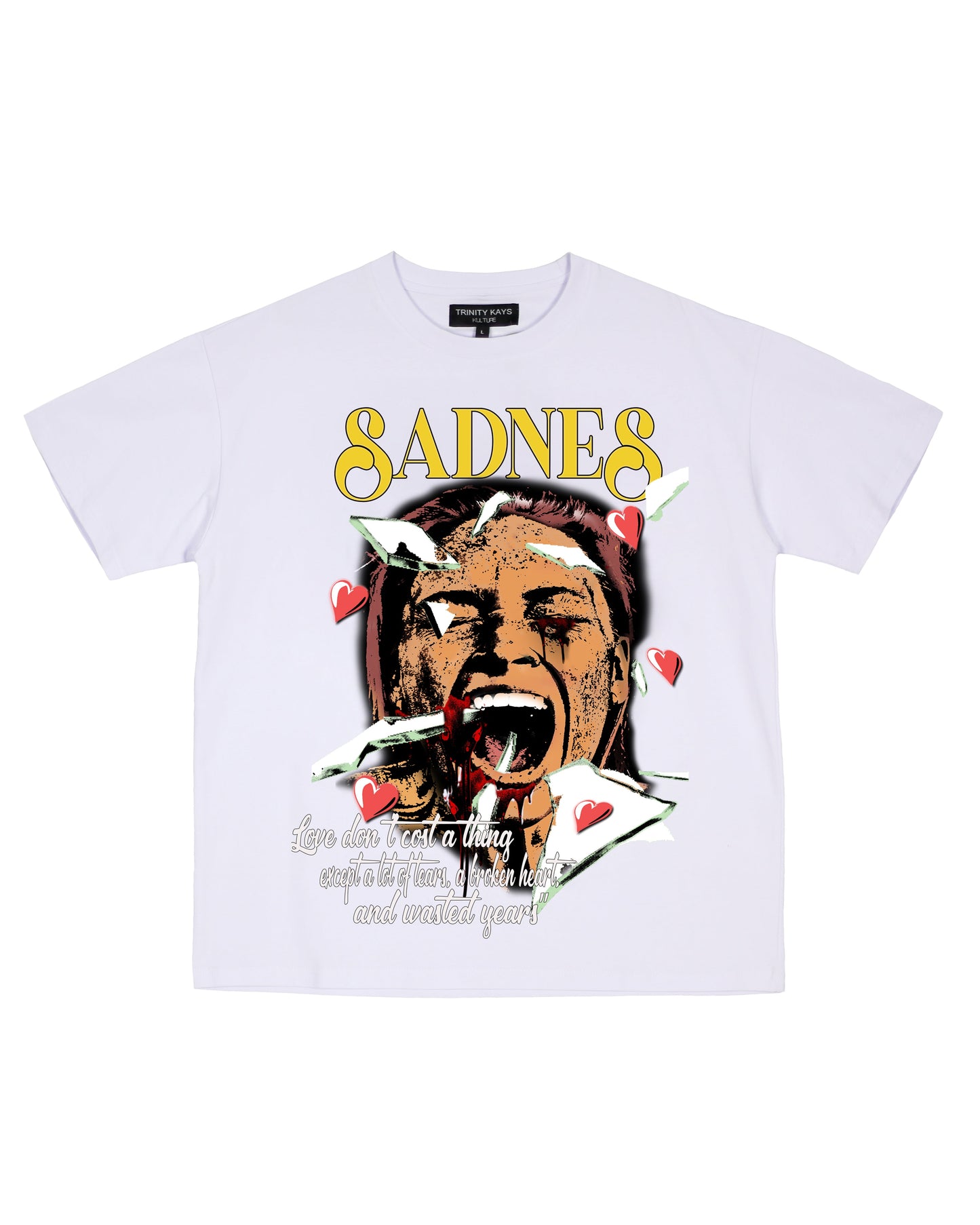 Trinity Kays Kulture Sadness Graphic T shirt in White