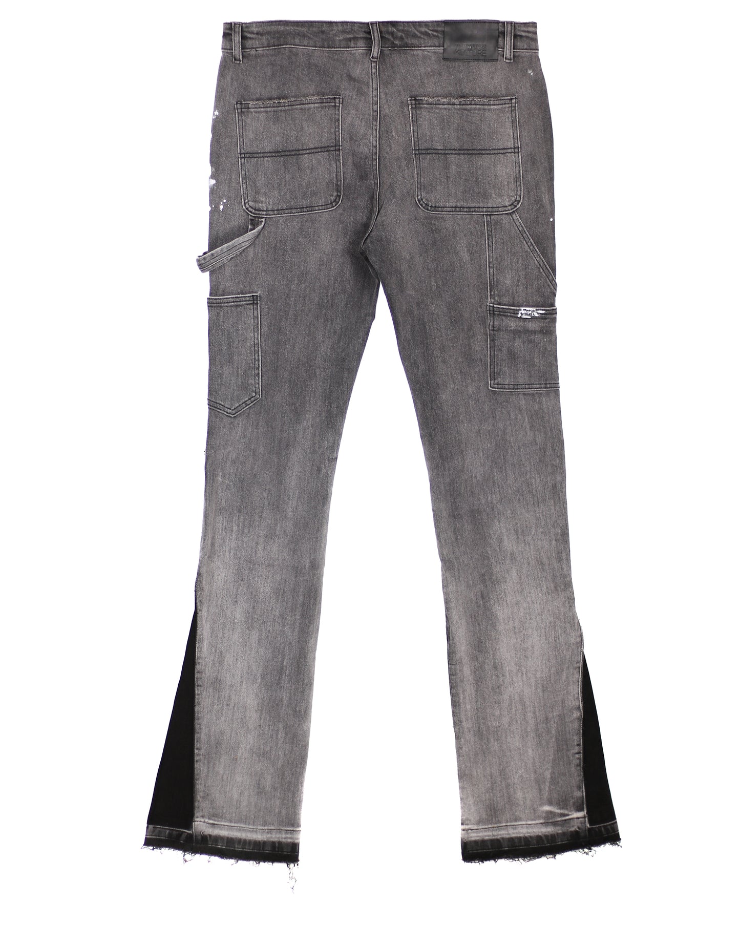 Trinity Kays Kulture Men's Praia Carpenter Stacked Flare Jeans In Grey and Black