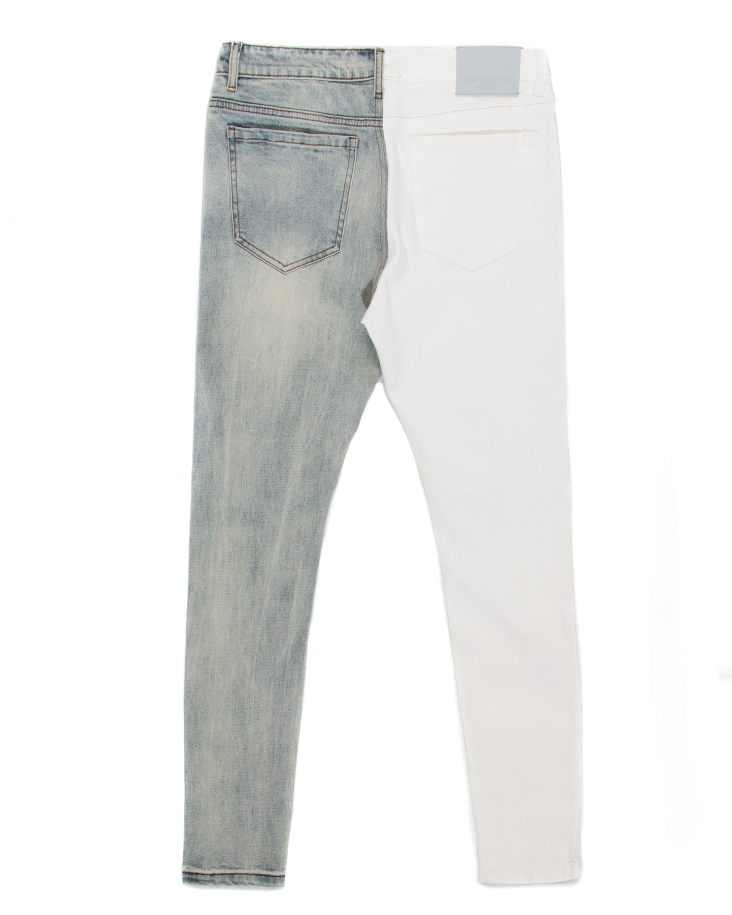Trinity Kays Kulture Pula Split Two Tone Skinny Jeans - White/Blue