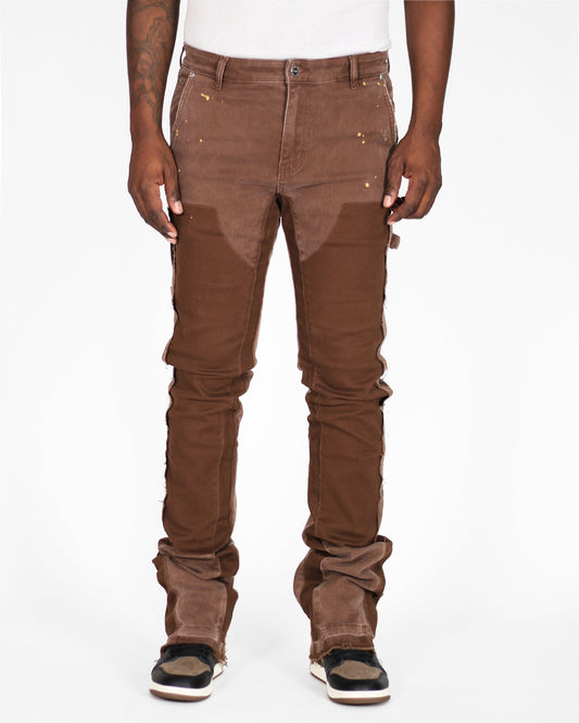 Trinity Kays Kulture Praia Men's SKinny Flare Stacked Jeans In Brown