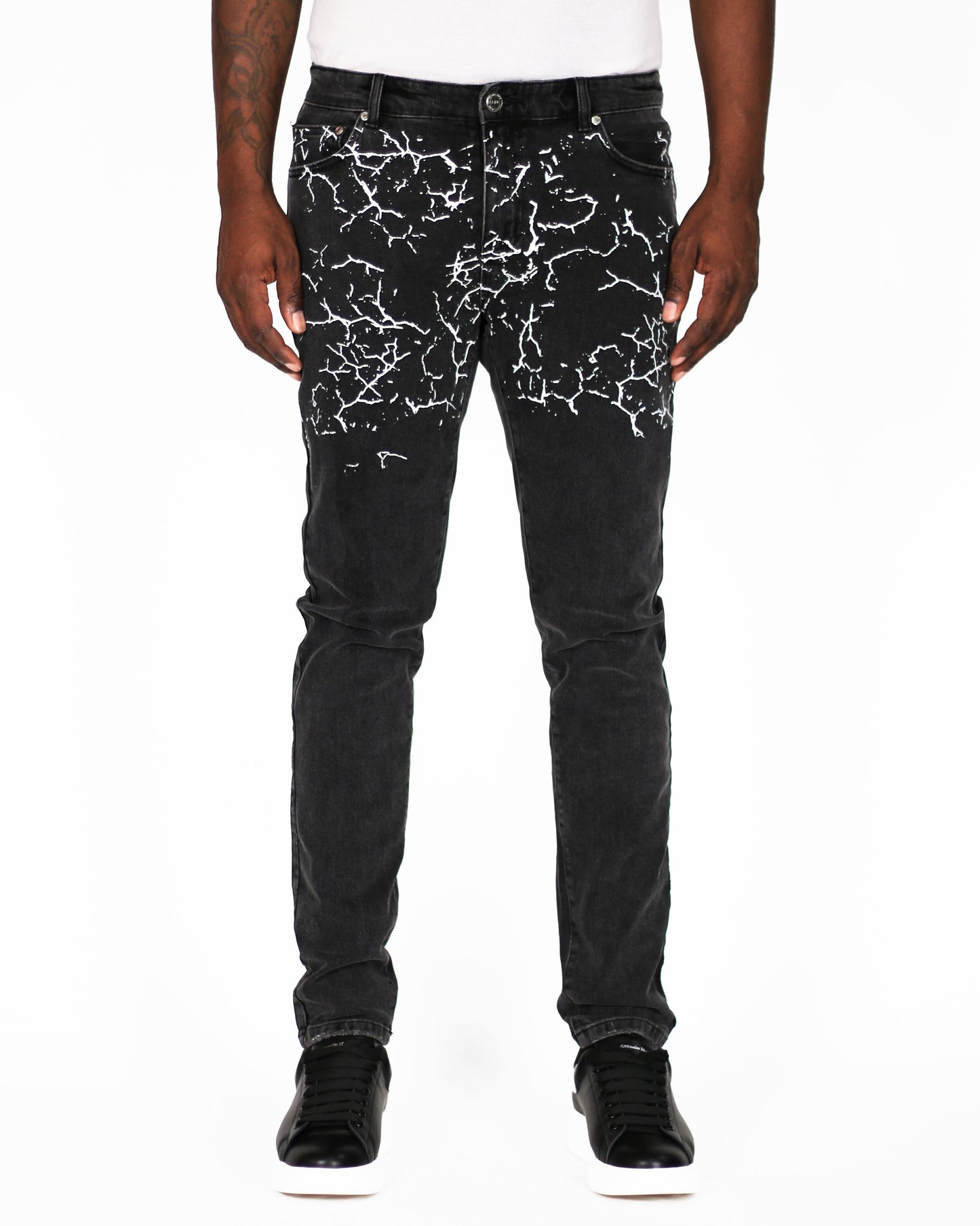 Trinity Kays Kulture Addis Men's Paint Cracks Skinny Jeans