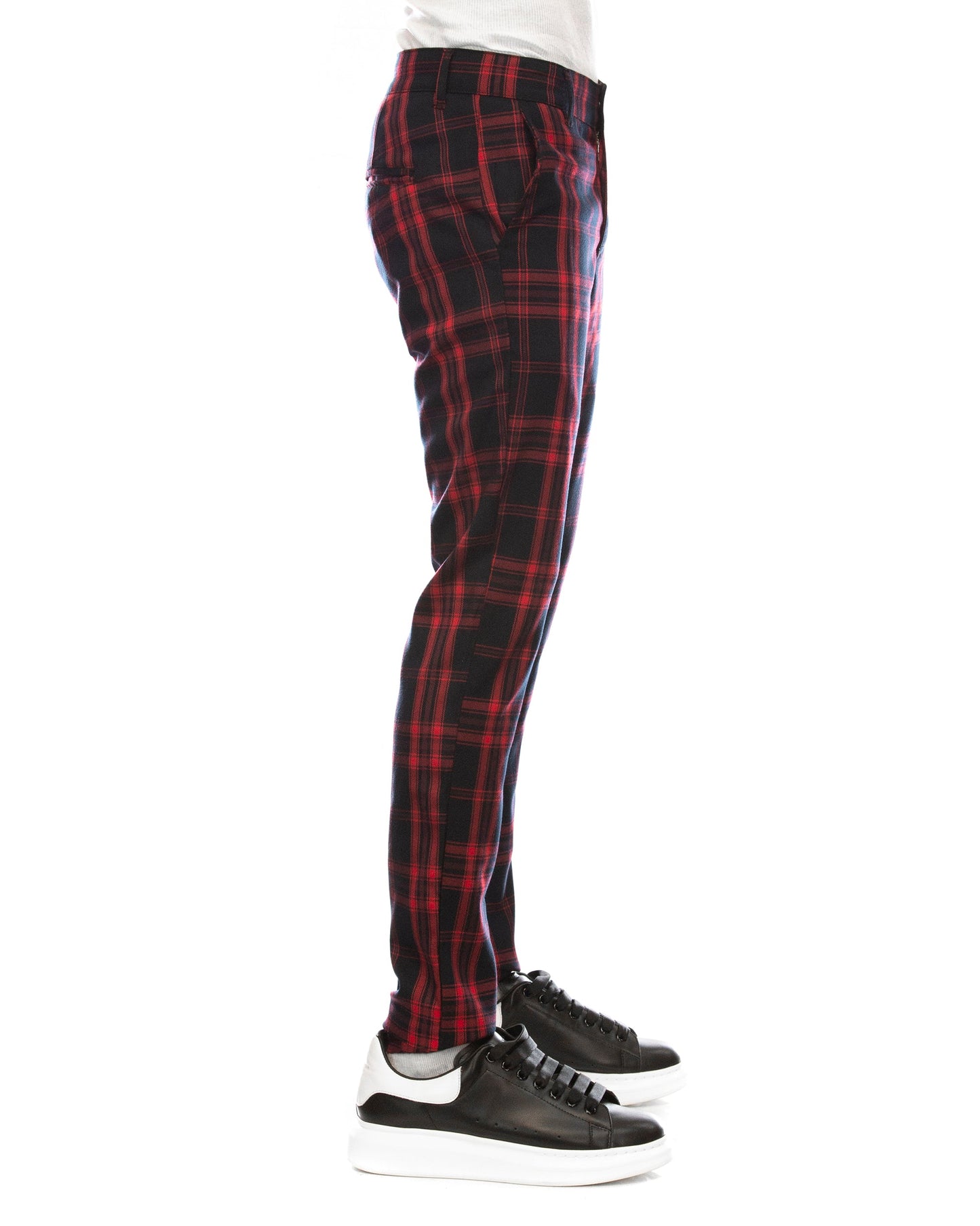 Trinity Kays Kulture Belas Plaid Pants in Navy/ Red