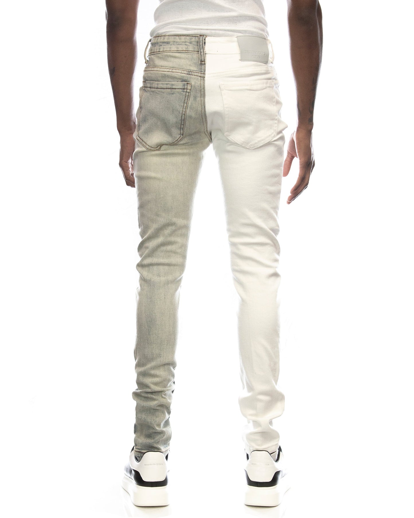 Trinity Kays Kulture Pula Split Two Tone Skinny Jeans - White/Blue