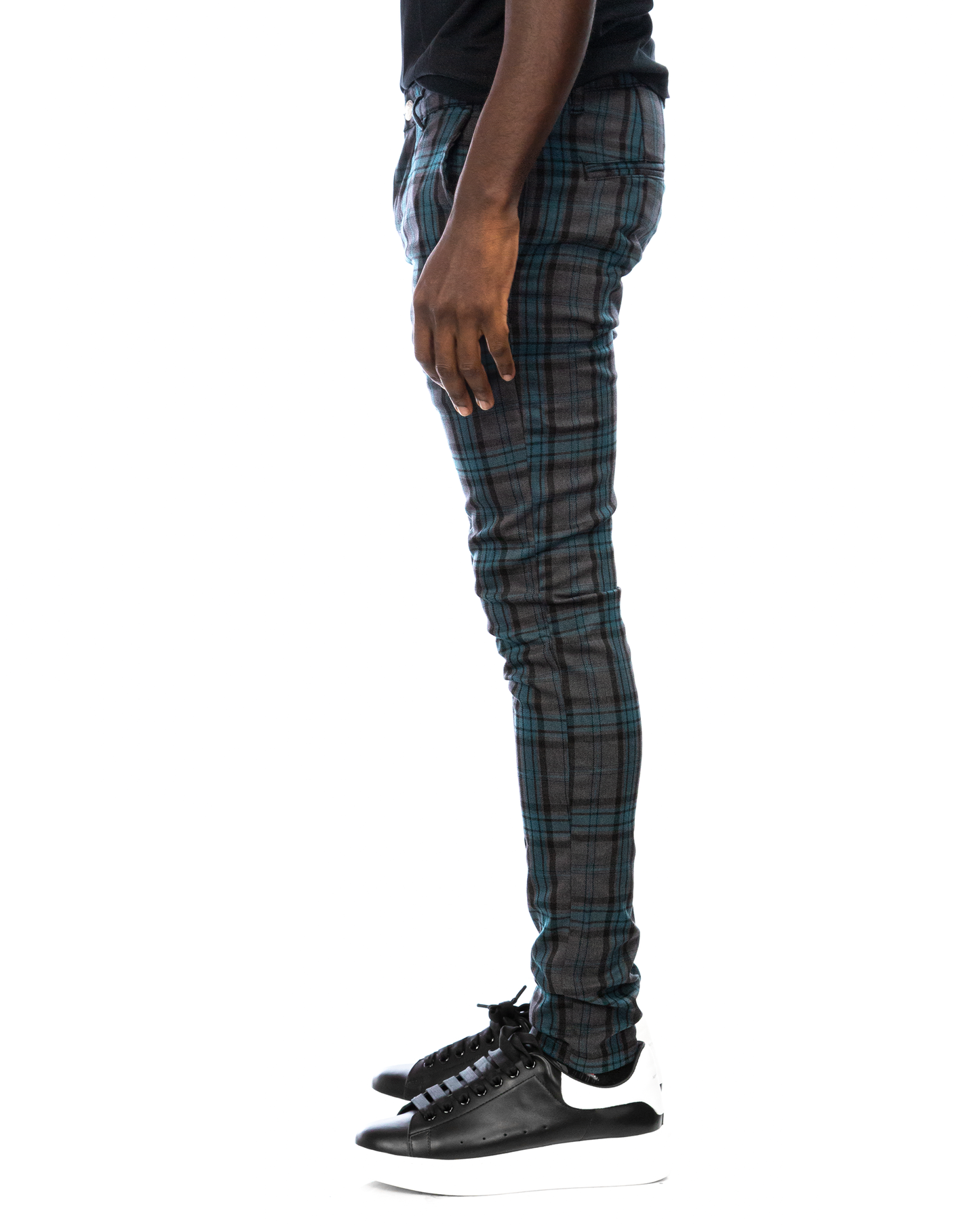 Trinity Kays Kulture Brixton Plaid Pants in Charcoal - Blue