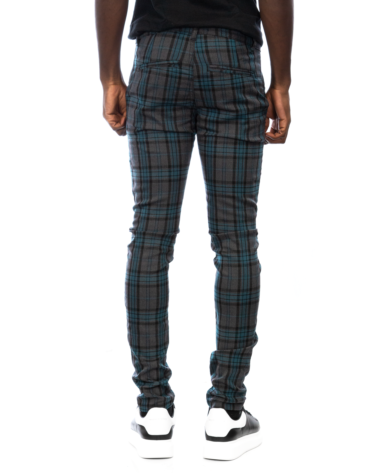 Trinity Kays Kulture Brixton Plaid Pants in Charcoal - Blue