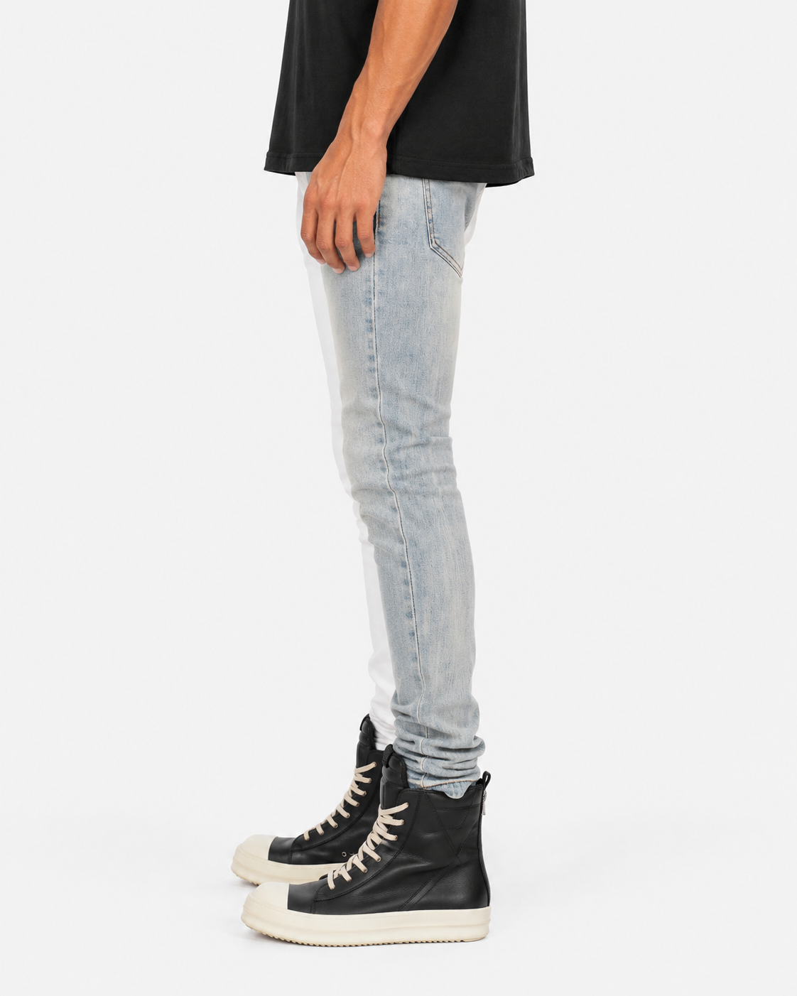 Trinity Kays Kulture Pula Split Two Tone Skinny Jeans - White/Blue