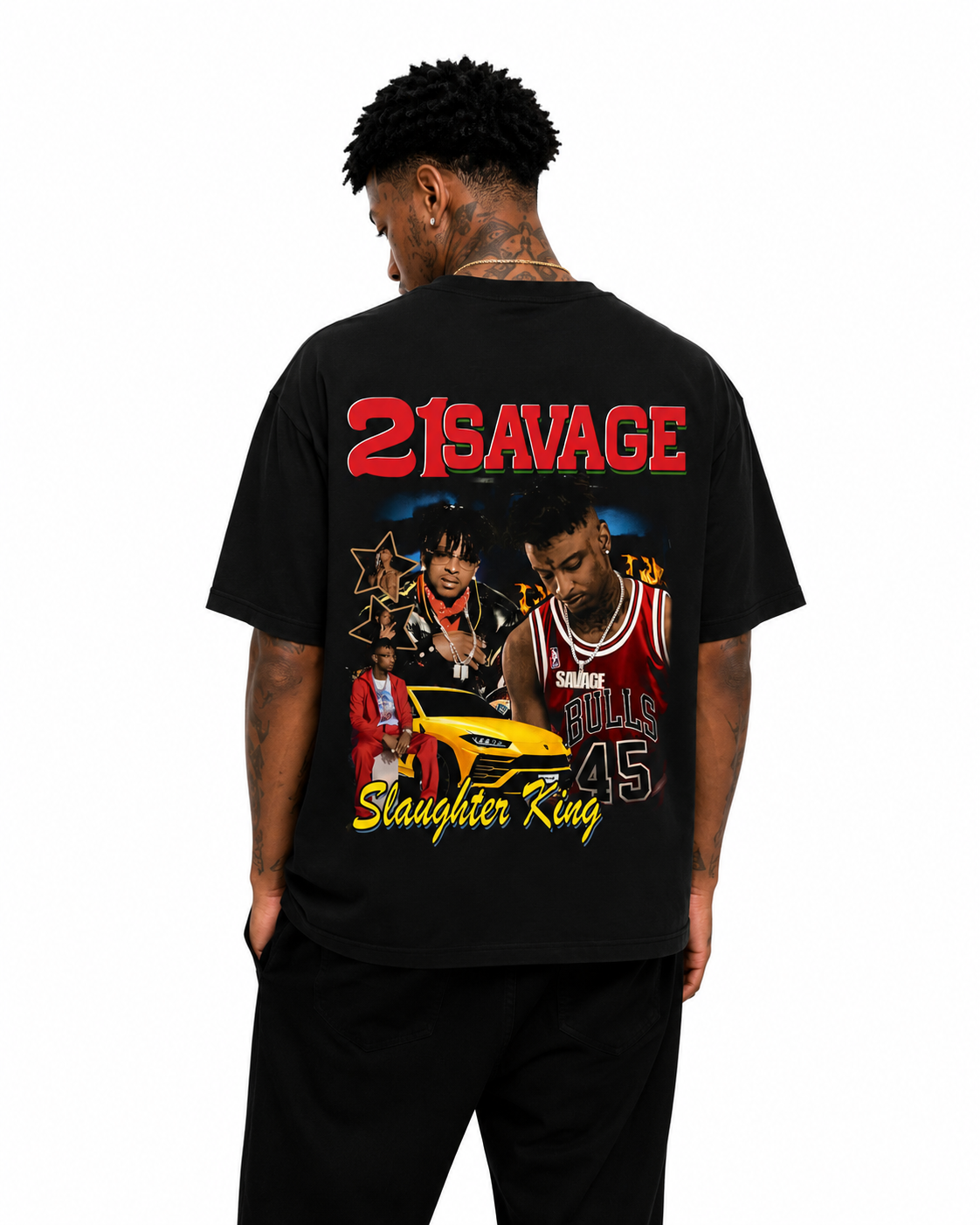 Sponsor 21 Savage Slaughter King T Shirt in Black