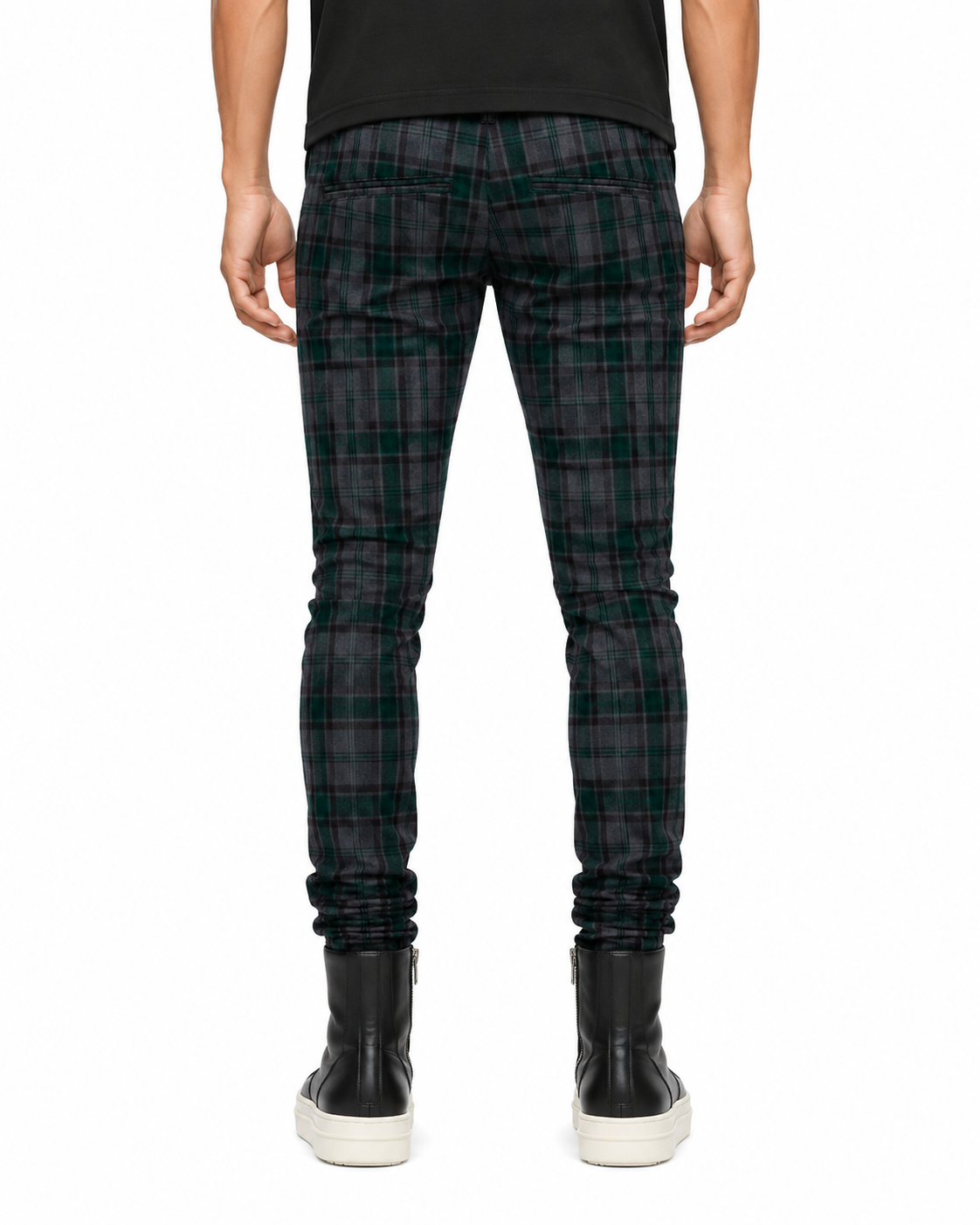 Trinity Kays Kulture Brixton Plaid Pants in Charcoal - Green