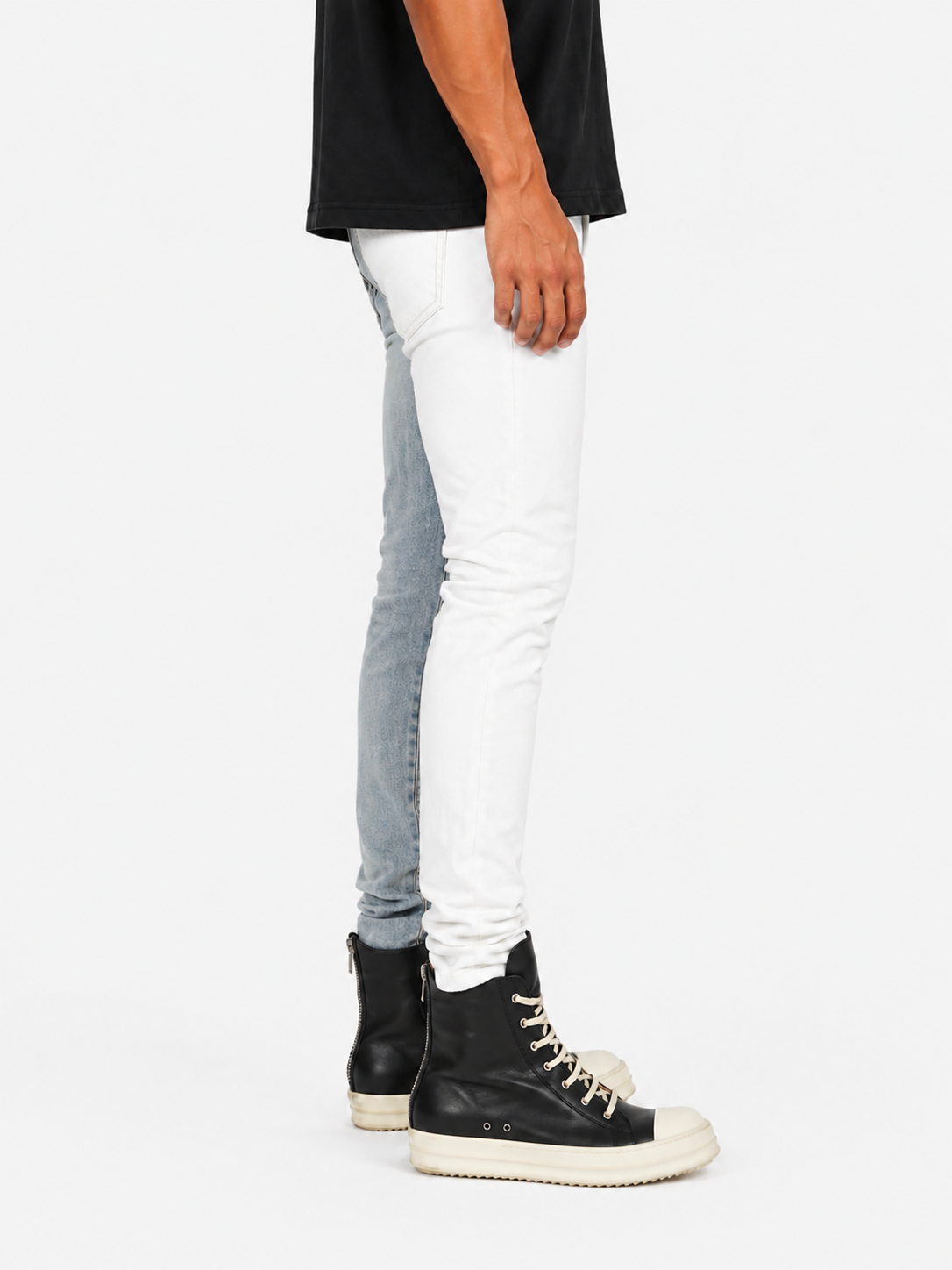 Trinity Kays Kulture Pula Split Two Tone Skinny Jeans - White/Blue