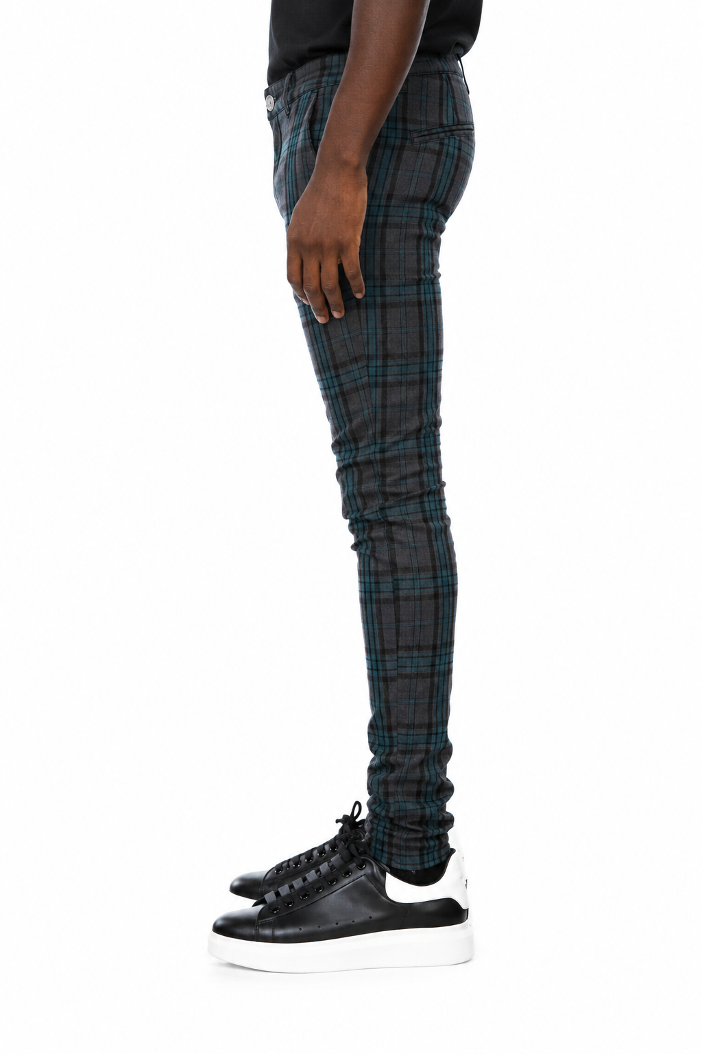 Trinity Kays Kulture Brixton Plaid Pants in Charcoal - Blue