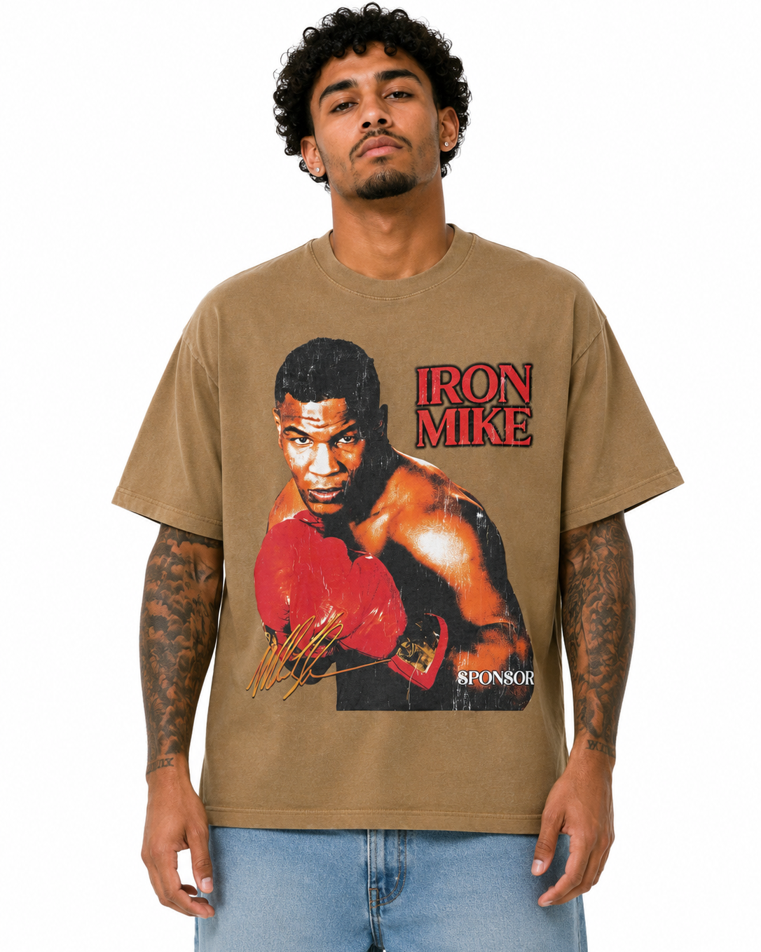 Sponsor Mike Tyson Iron Mike Washed T Shirt in Khaki