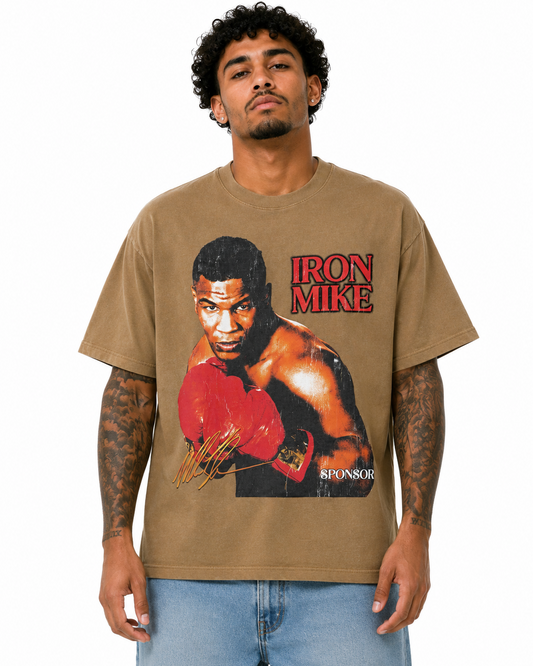 Sponsor Mike Tyson Iron Mike Washed T Shirt in Khaki