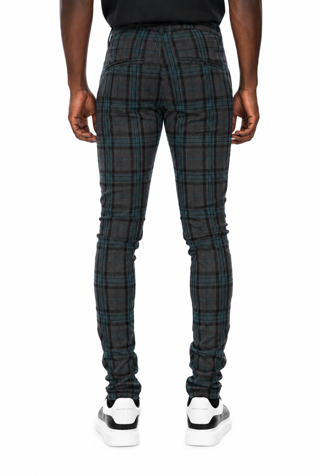 Trinity Kays Kulture Brixton Plaid Pants in Charcoal - Blue