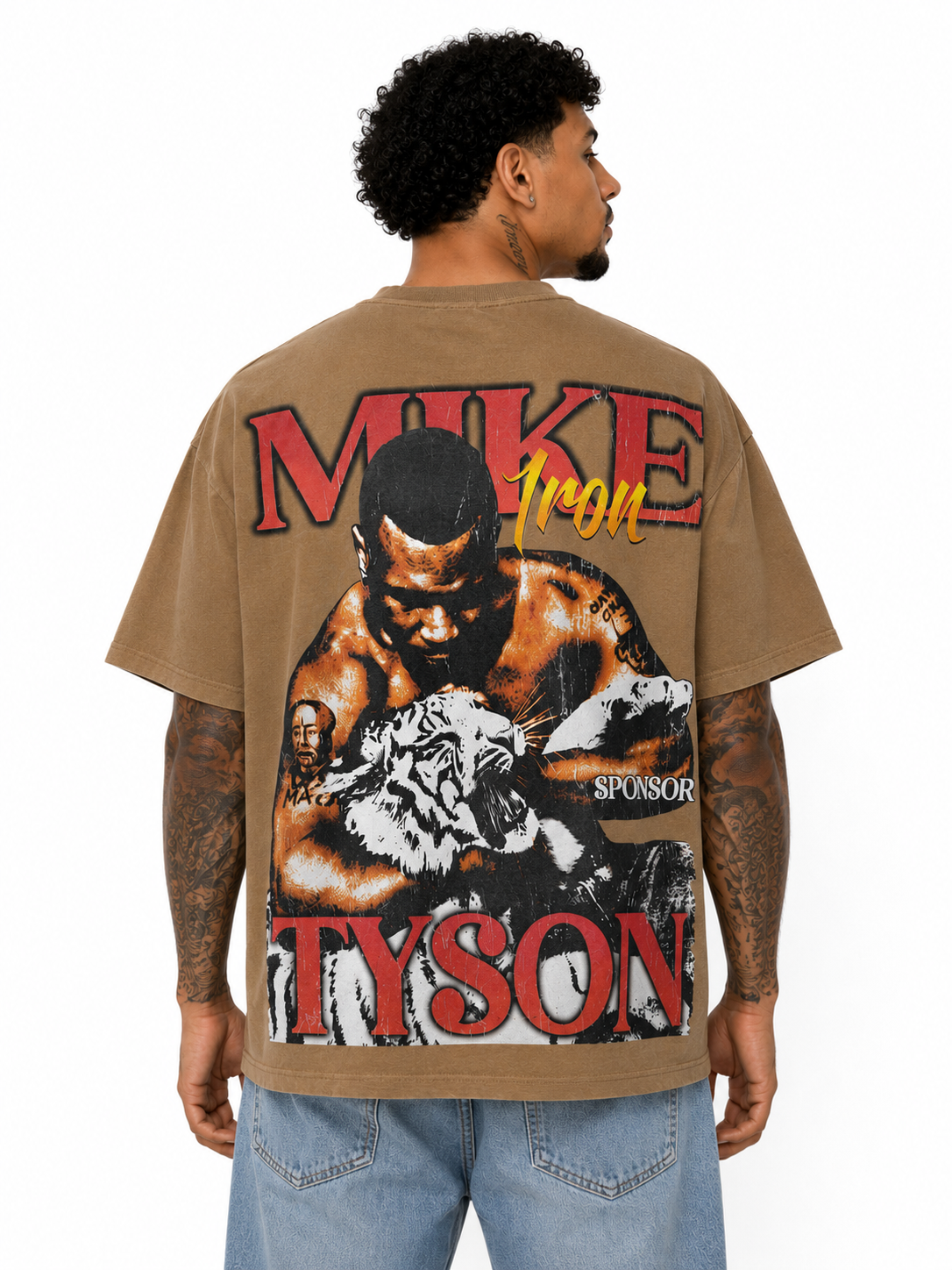 Sponsor Mike Tyson Iron Mike Washed T Shirt in Khaki