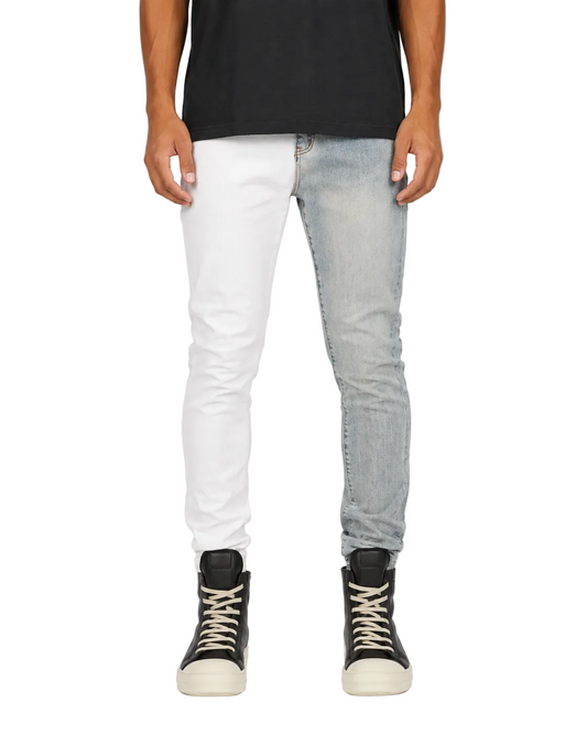 Trinity Kays Kulture Pula Split Two Tone Skinny Jeans - White/Blue