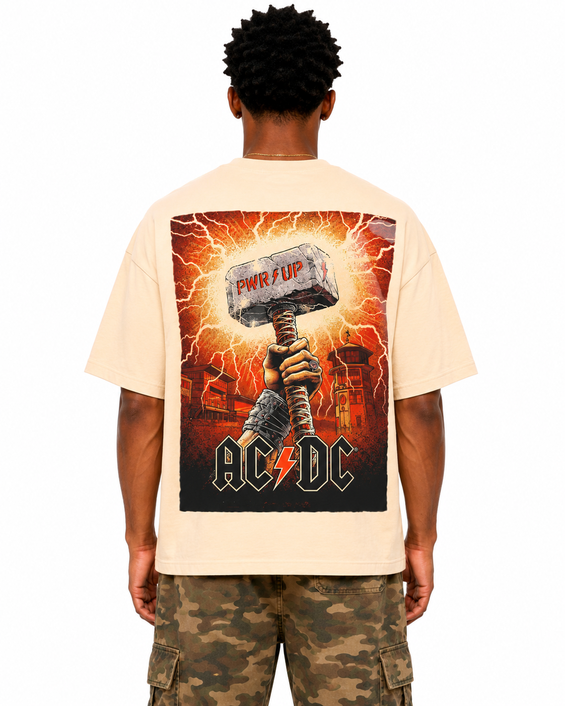 Sponsor AC/DC High Voltage T Shirt in Cream