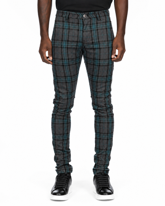 Trinity Kays Kulture Brixton Plaid Pants in Charcoal - Blue