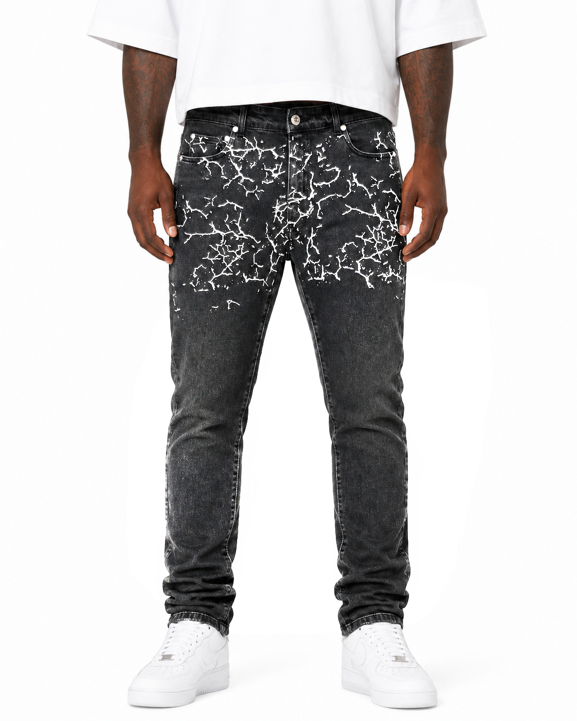 Trinity Kays Kulture Addis Men's Paint Cracks Skinny Jeans
