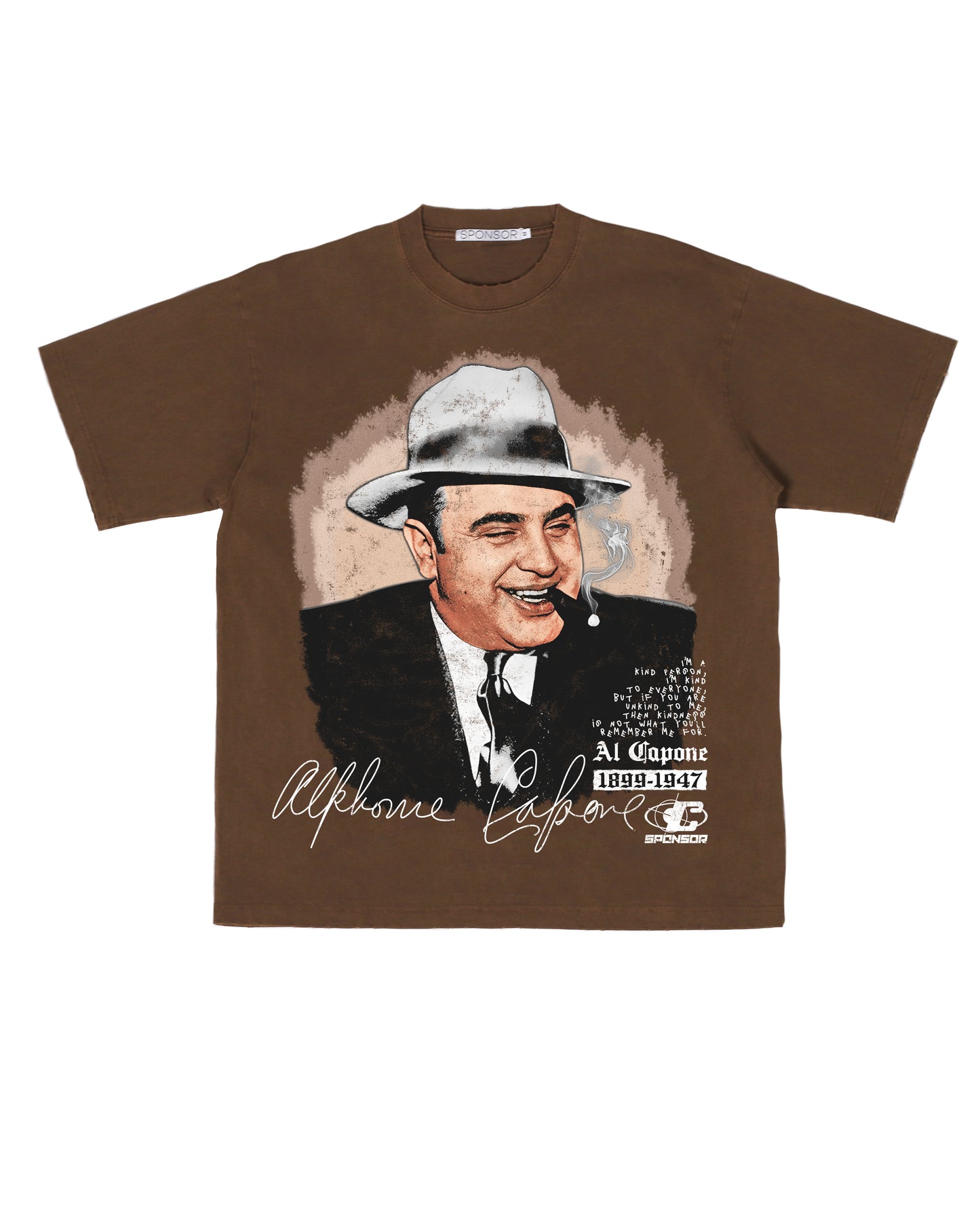 Sponsor Al Capone Kindness Vintage T Shirt in Brown