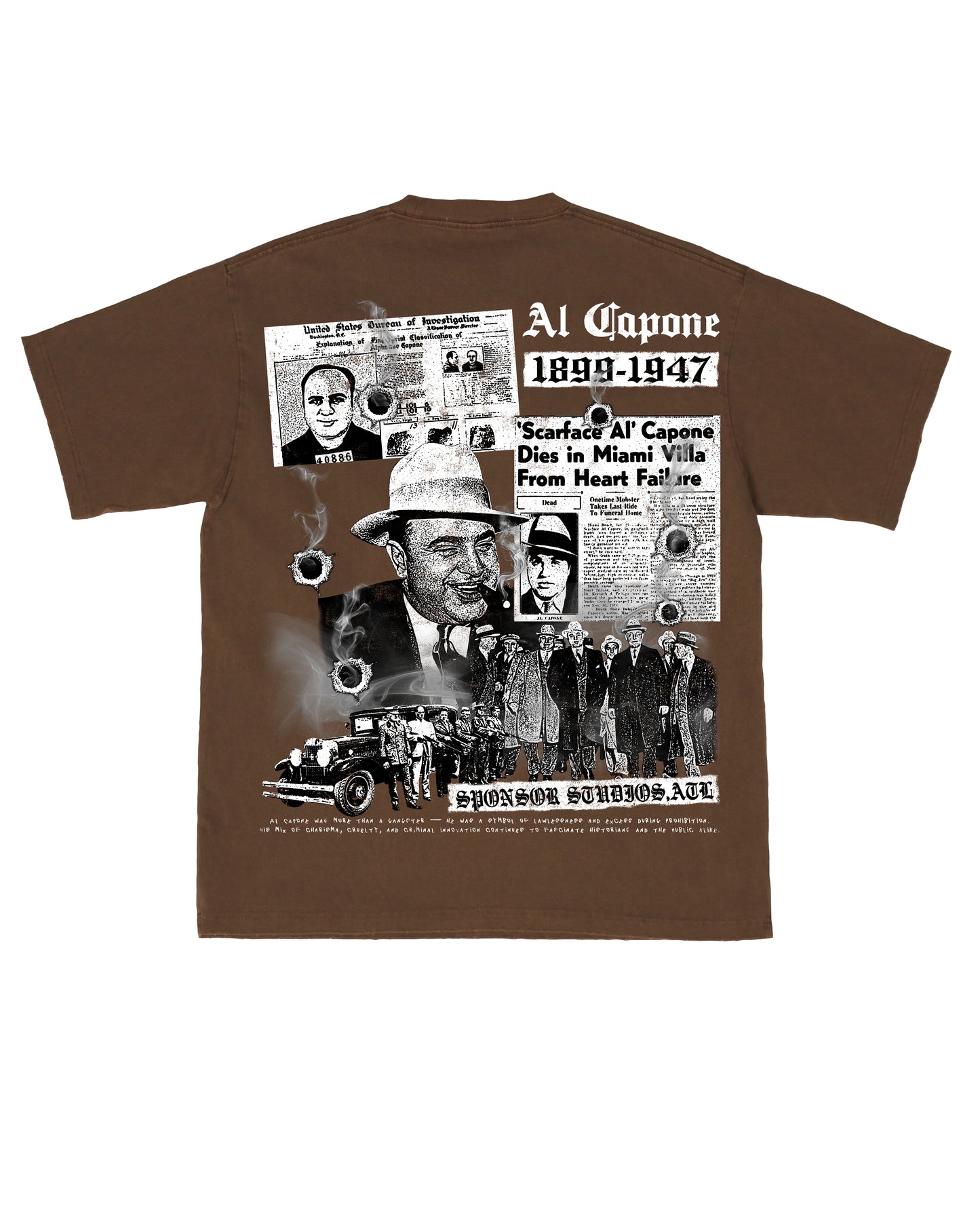 Sponsor Al Capone Kindness Vintage T Shirt in Brown