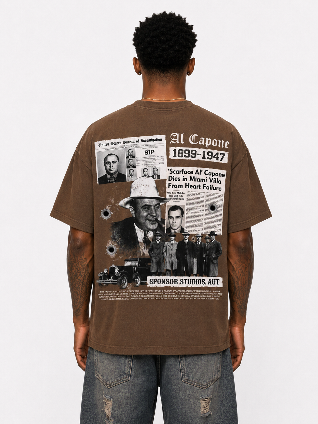 Sponsor Al Capone Kindness Vintage T Shirt in Brown