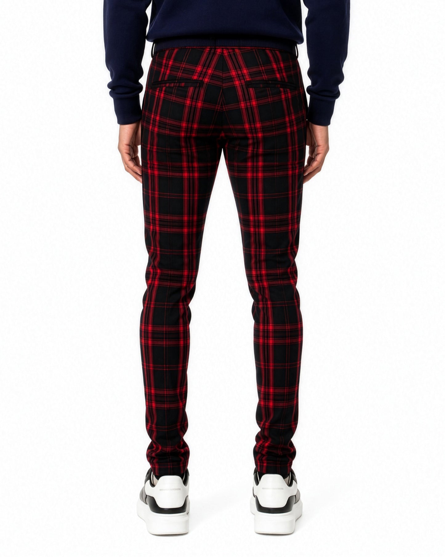 Trinity Kays Kulture Belas Plaid Pants in Navy/ Red