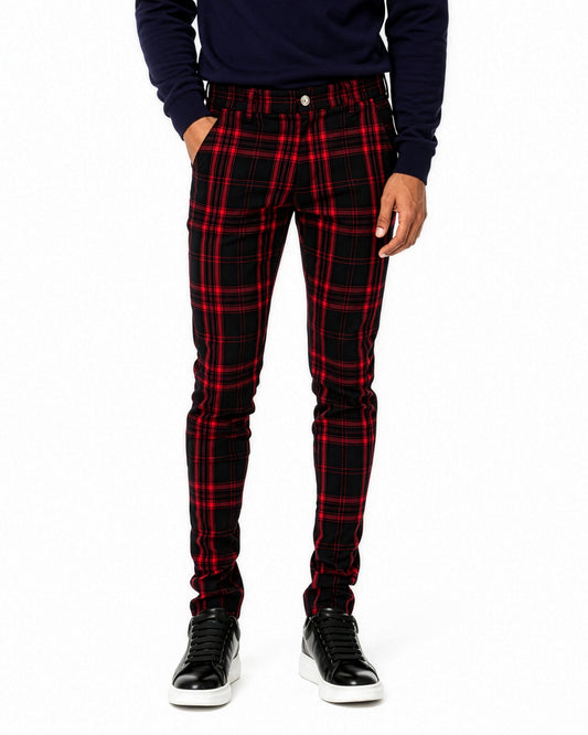 Trinity Kays Kulture Belas Plaid Pants in Navy/ Red