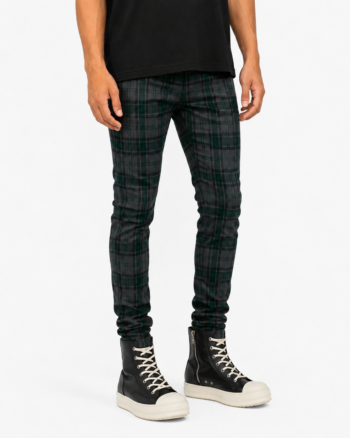 Trinity Kays Kulture Brixton Plaid Pants in Charcoal - Green