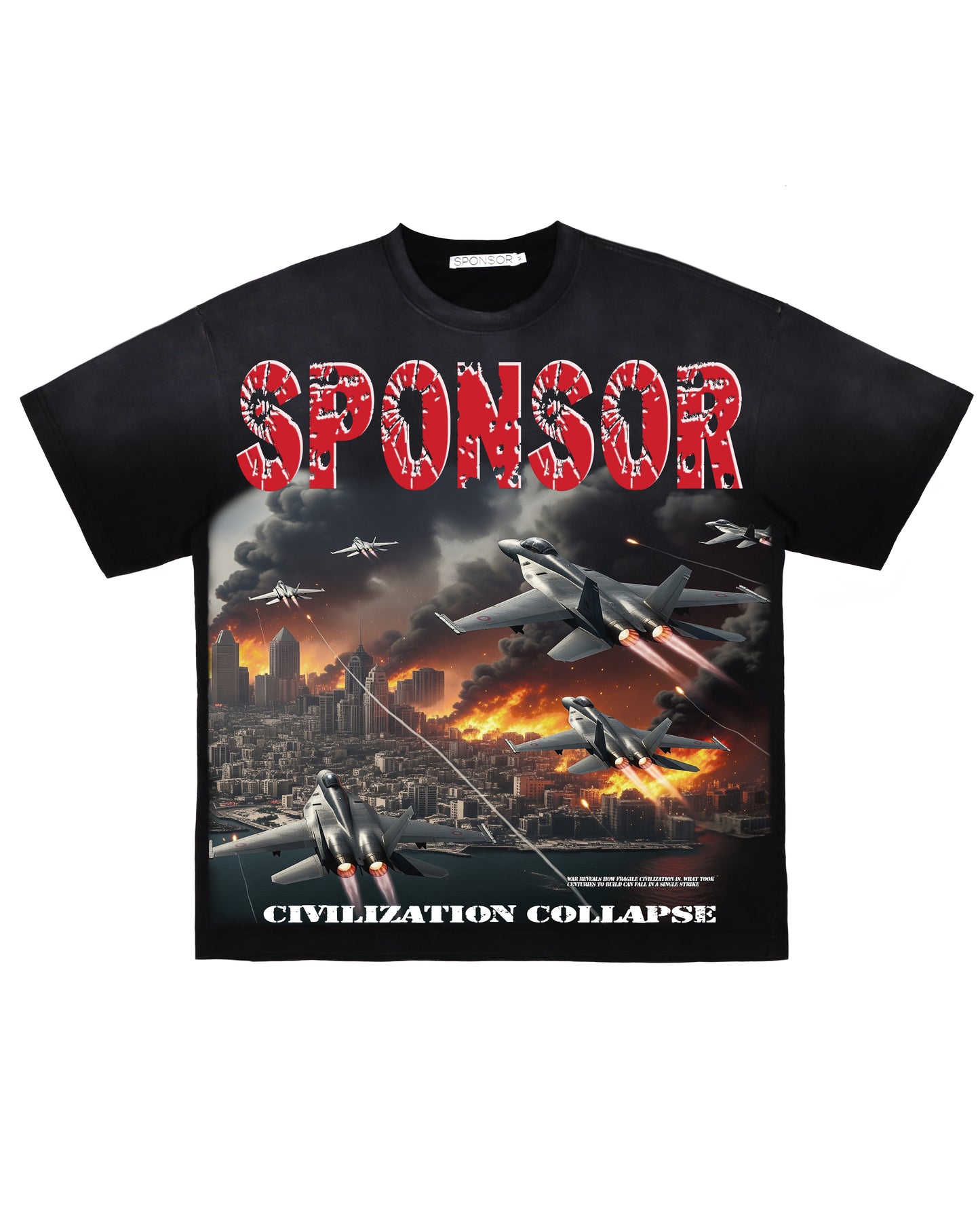 Sponsor Civilization Collapse Sun Faded T Shirt in Black