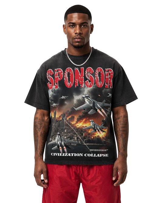 Sponsor Civilization Collapse Sun Faded T Shirt in Black