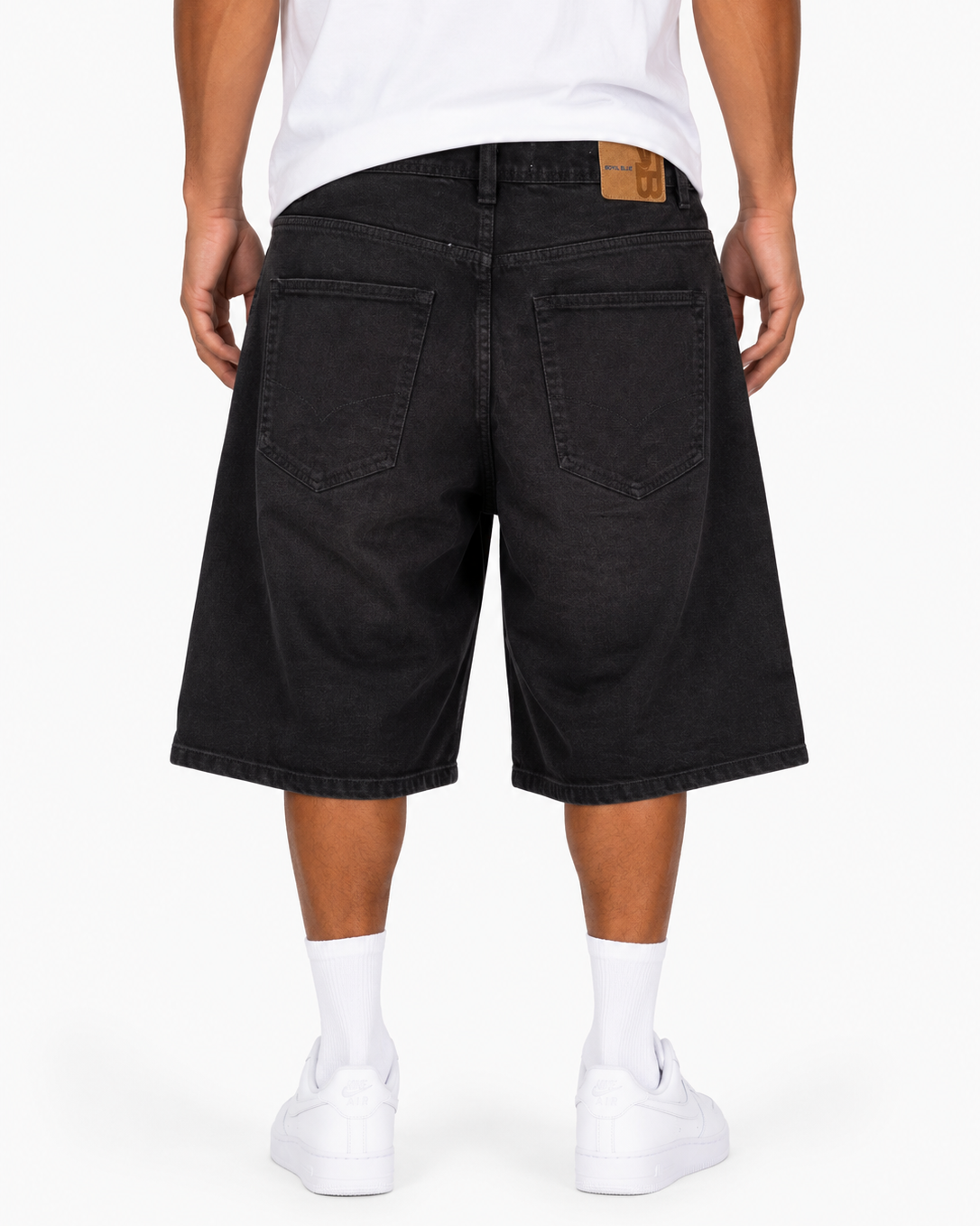 Royal Blue Men's Jorts Denim Shorts-Jet Black