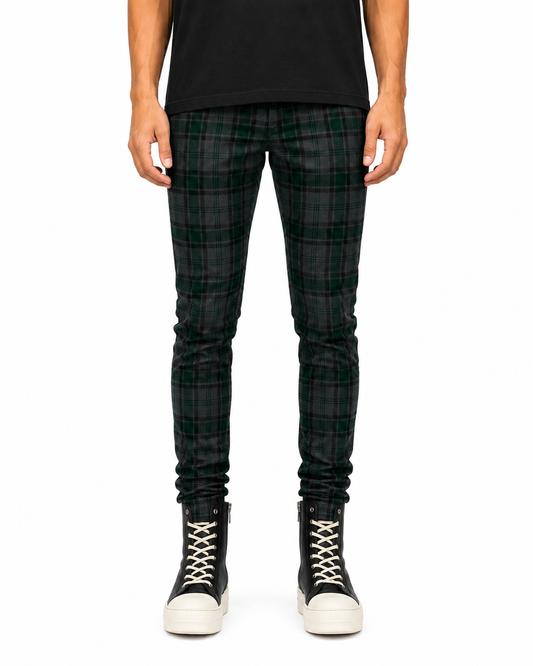 Trinity Kays Kulture Brixton Plaid Pants in Charcoal - Green