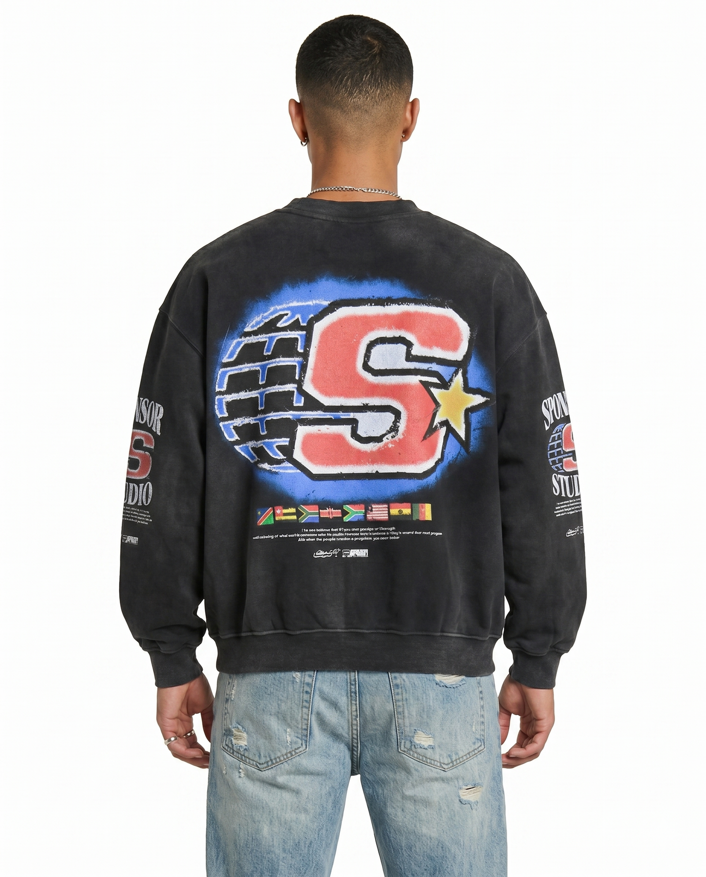 Sponsor Men's Defend Us Crewneck Sweatshirt-Faded Black