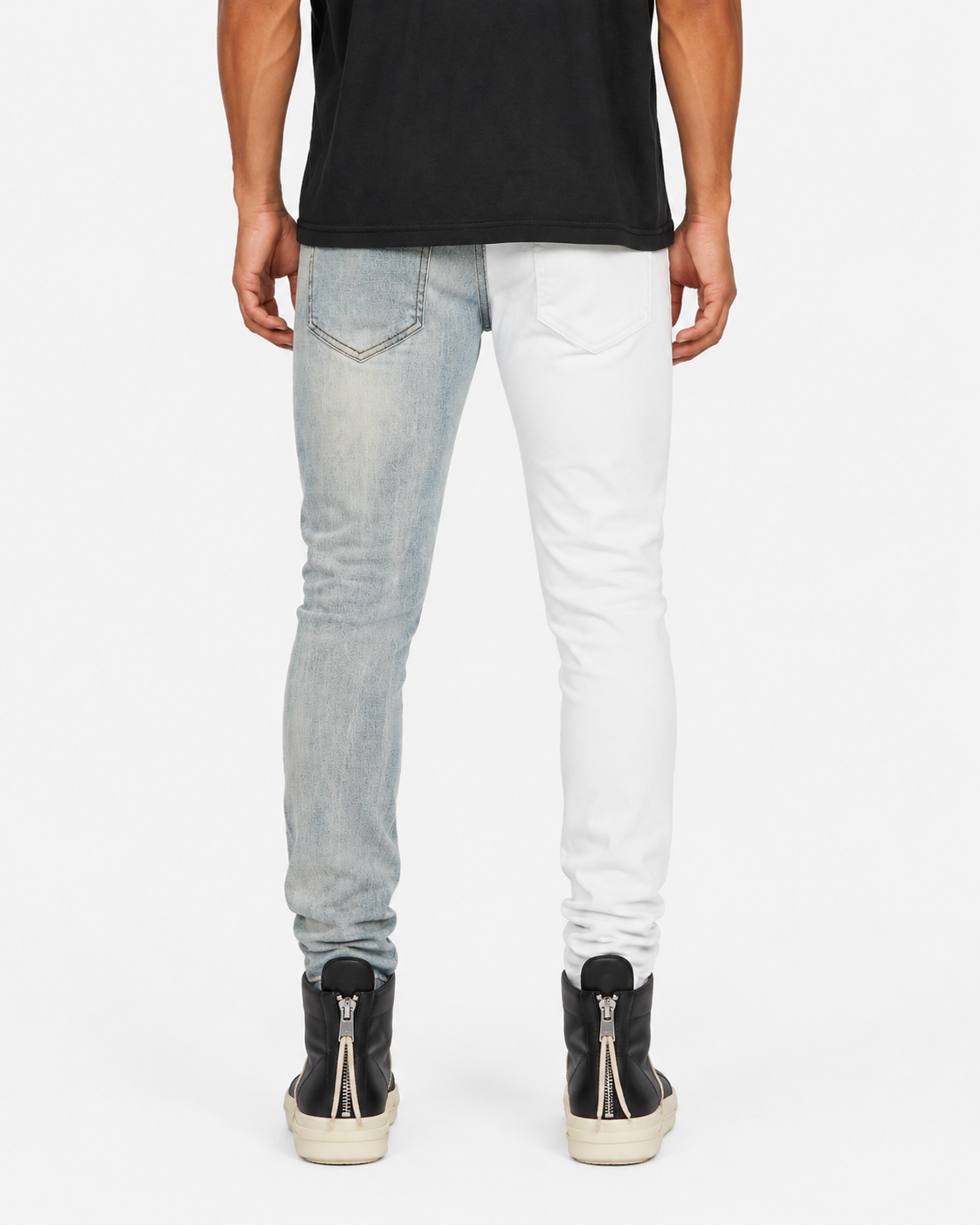 Trinity Kays Kulture Pula Split Two Tone Skinny Jeans - White/Blue