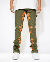 Golden Denim The Stacked  Carpenter Ricci Jeans, Olive/Orange