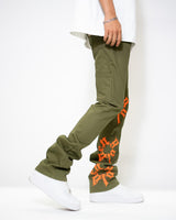 Golden Denim The Stacked  Carpenter Ricci Jeans, Olive/Orange