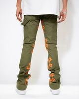 Golden Denim The Stacked  Carpenter Ricci Jeans, Olive/Orange