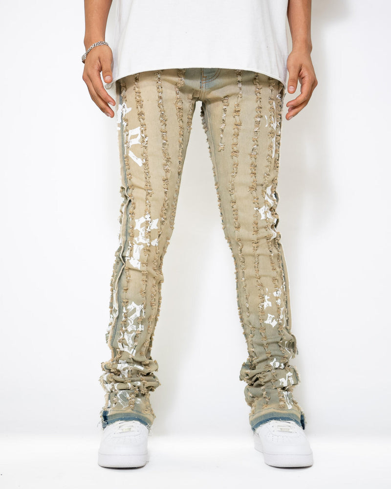 Golden Denim The Stacked Late Nights Jeans, Dirty Wash/White