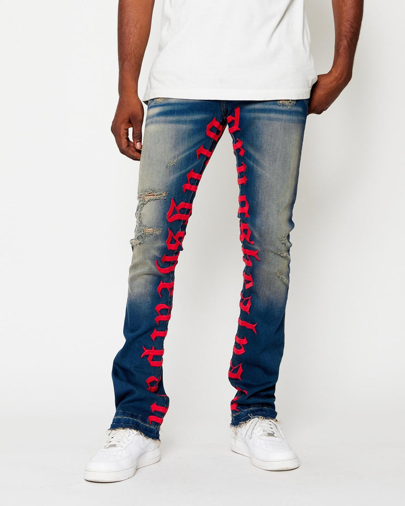 Golden Denim The Stacked Madrid Jeans, Blue/Red
