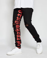 Golden Denim The Union Revolt Skinny Jeans in Black/Red