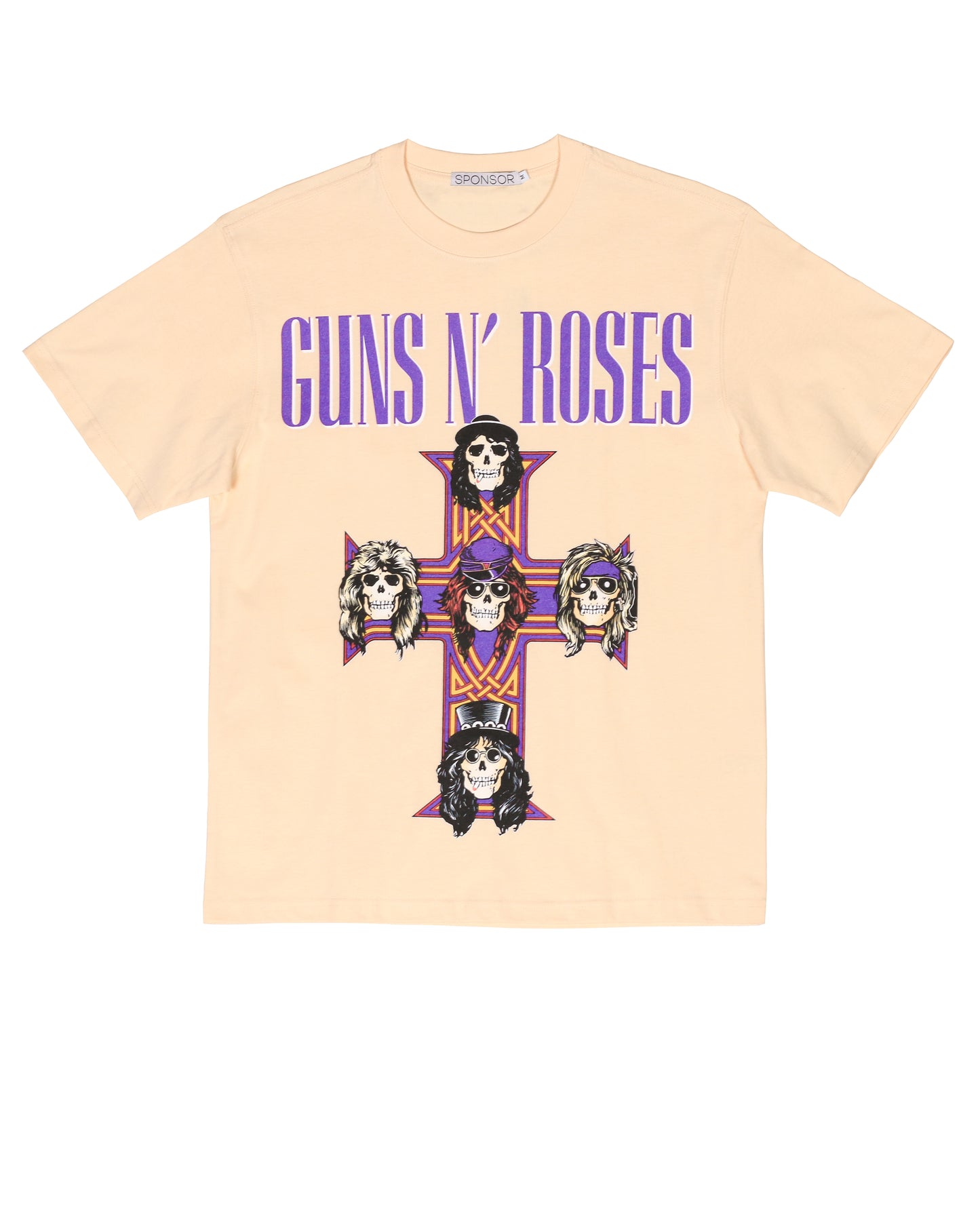 Sponsor Guns N Roses Cross T Shirt in Cream