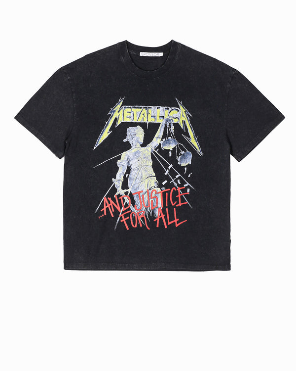 Metallica And Justice For All Acid Washed Heavyweight T Shirt